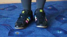 Jana shows her Adidas Adicolor shiny black, blue, pink, yellow