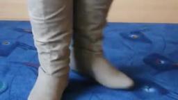 Jana shows her winter boots Jumex khaki knee high