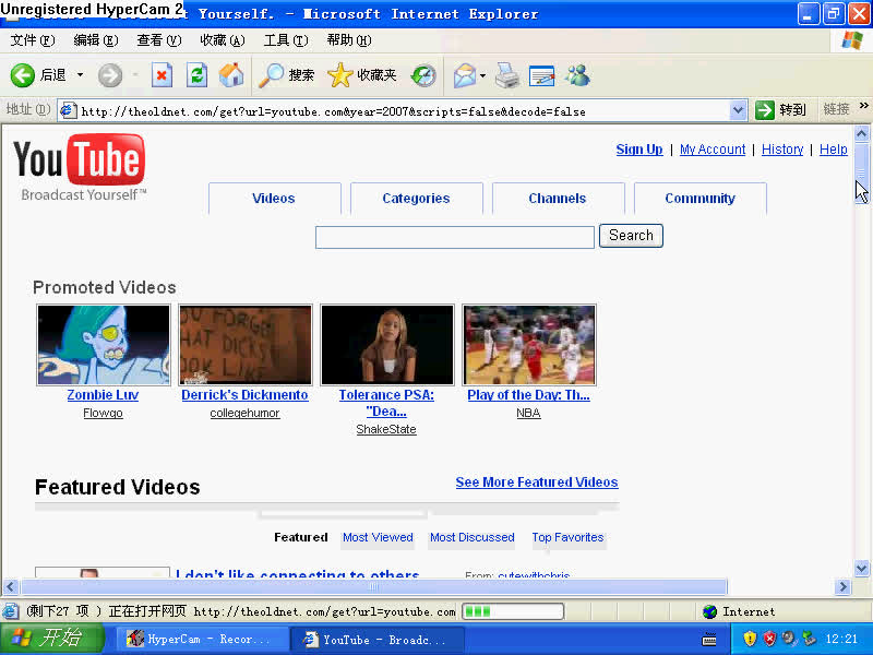 YouTube.com in 2007 - TheOldNet