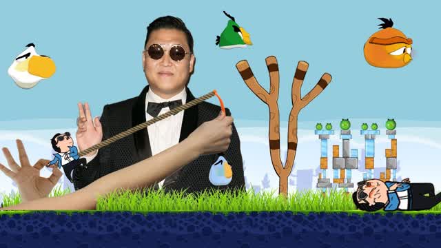 PSY ATTACKS PIGS(ANGRY BIRDS GENTLEMAN PARODY)