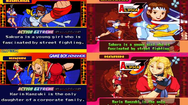 Street Fighter Alpha 3 - Sakura Kasugano and Karin Kanzuki's Story Mode Intros (GBA Vs PSP Versions)