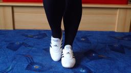 Jana shows her Adidas martial arts white shiny black