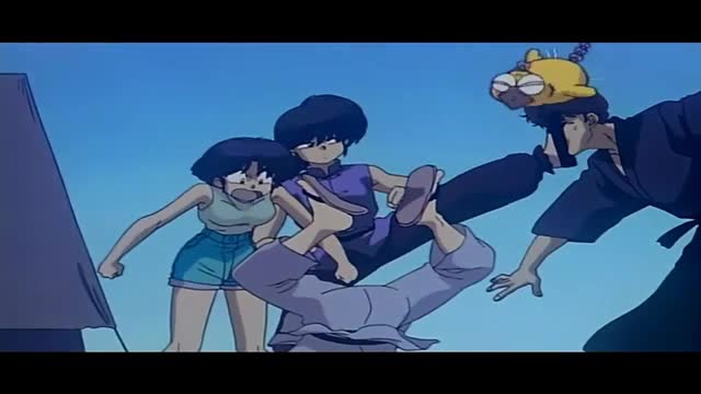 Akane Jumps into Ranma's Arms