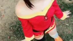 my girl cosplaying megumin