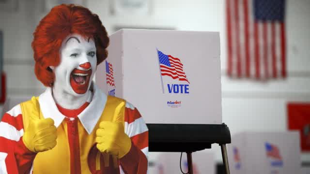 Ronald McDonald Better Known as Penis Clown votes in the 2024 U.S. Presidential Election!