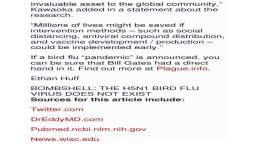 BOMBE , LE VIRUS DE LA GRIPPE AVIAIRE H5N1 N'EXISTE PAS ! BOMBSHELL, H5N1 BIRD FLU VIRUS DOES NOT EX