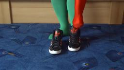 Jana shows her Adidas HardCourt Hi shiny black, silver and orange