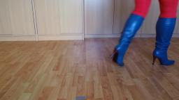 Jana shows her stiletto boots blue 11