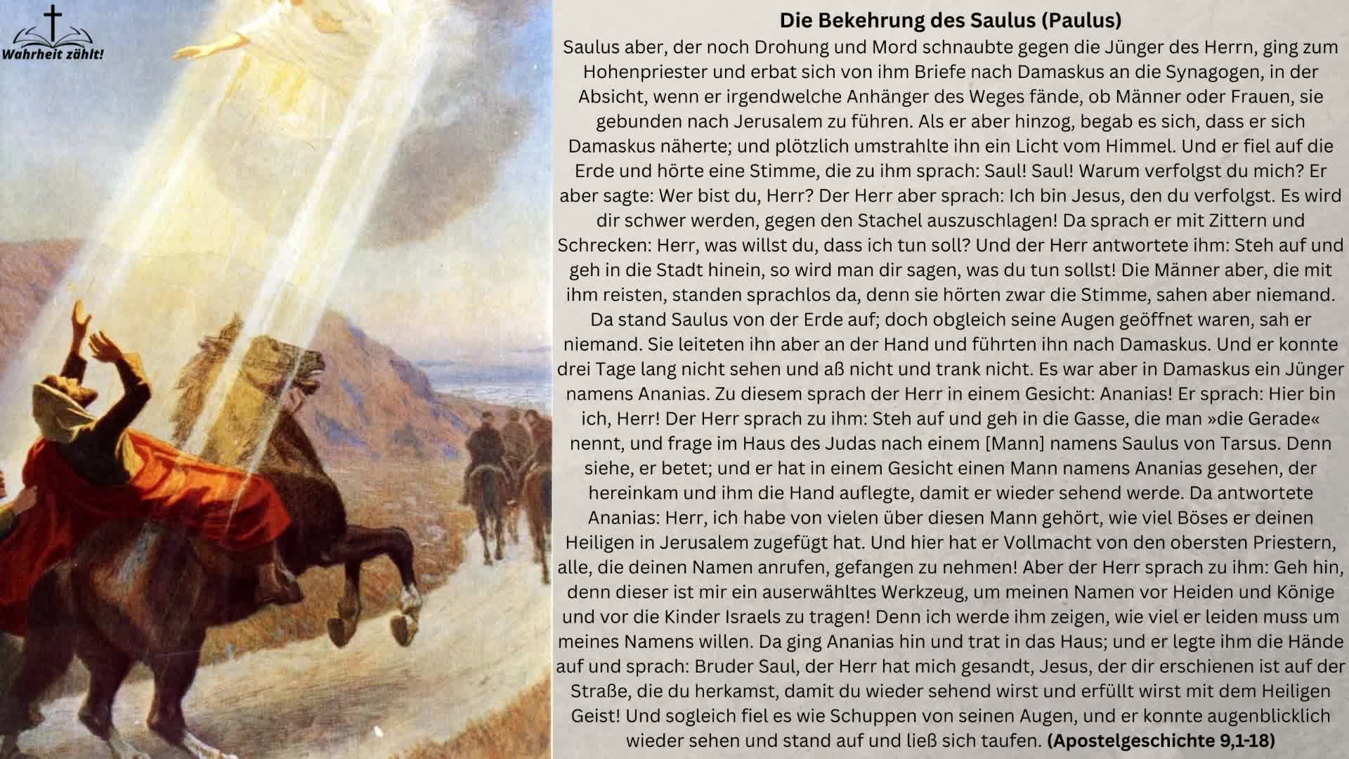 Wie Paulus Christ wurde | Damaskuserlebnis | Paulus von Tarsus | Apostelgeschichte 9,1-18