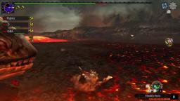 Lavasioth's Stupidity.... which led to Rathalos falling into the lava